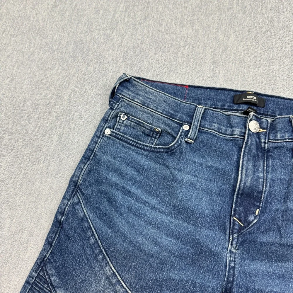 True Religion Jeans Mens 34x31 Rocco Moto Skinny Denim Pants Relaxed Casual NWT